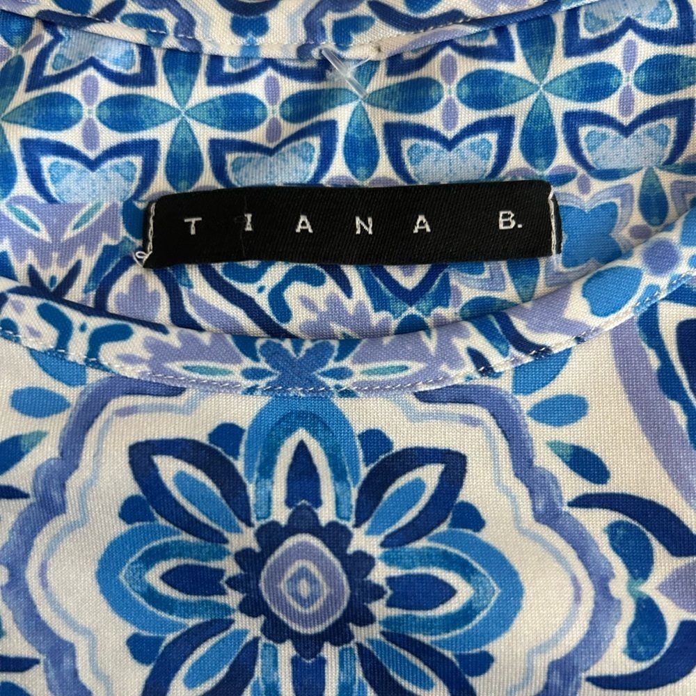 TIANA B Blue White Purple Print Resort Maxi Halter Women's Dress Sleeveless - Picture 9 of 10